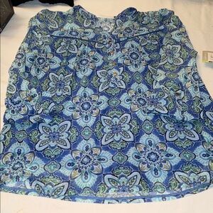 Chic Blue Floral Women's Blouse